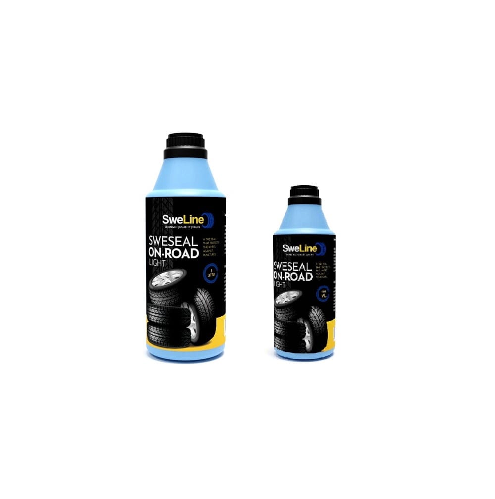a blue bottle with black label